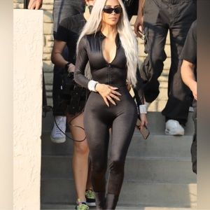 Skims all in one shine black jumpsuit